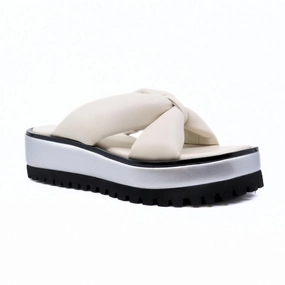 Geisha Women's Platform Sandals In Ivory/silver Sturdy Build Non-Slip Sole