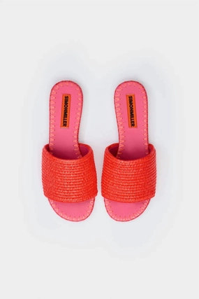 Instant Comfort Footwear Quick Sandals Fit Raffia Salerno Slide In Red/pink