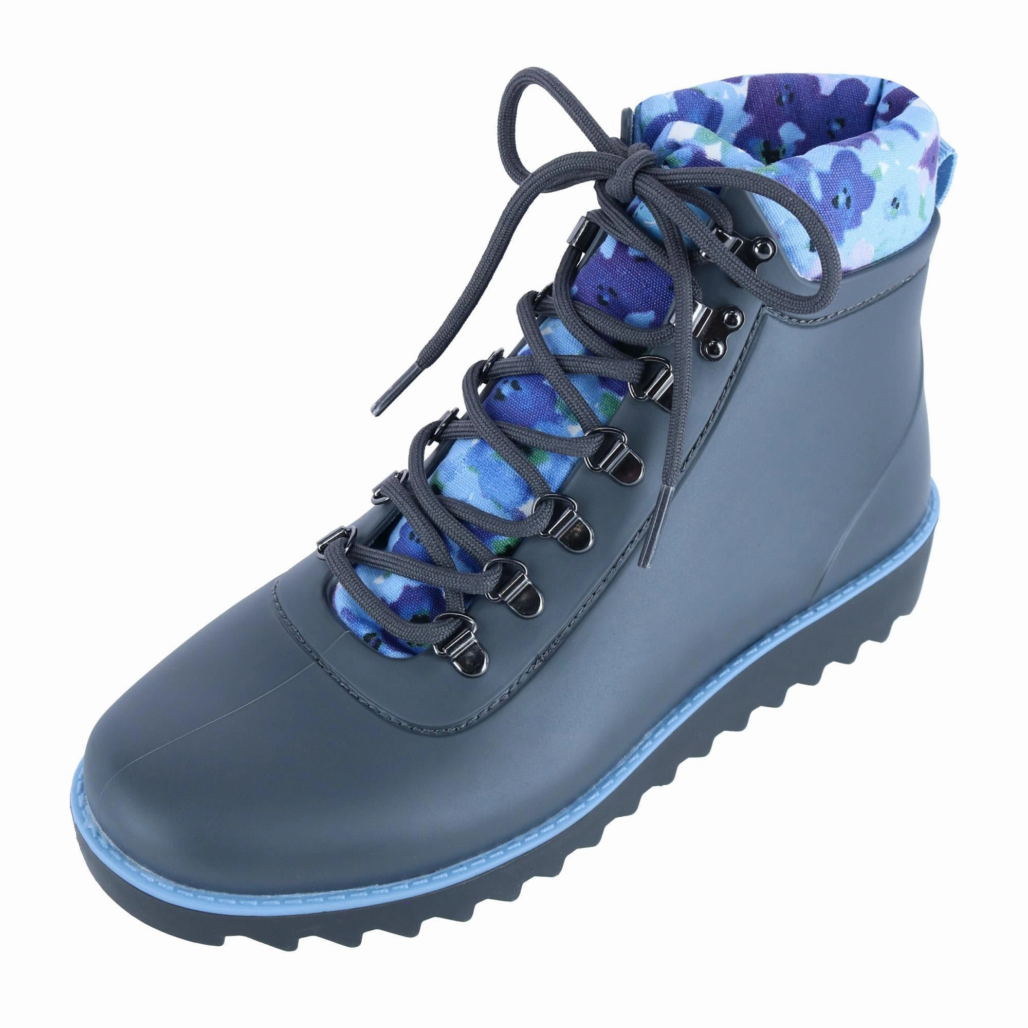 Grip Strong Slip Resistant All Day Wear Women's Rainey-Hiker Rain Boot with Floral Detail