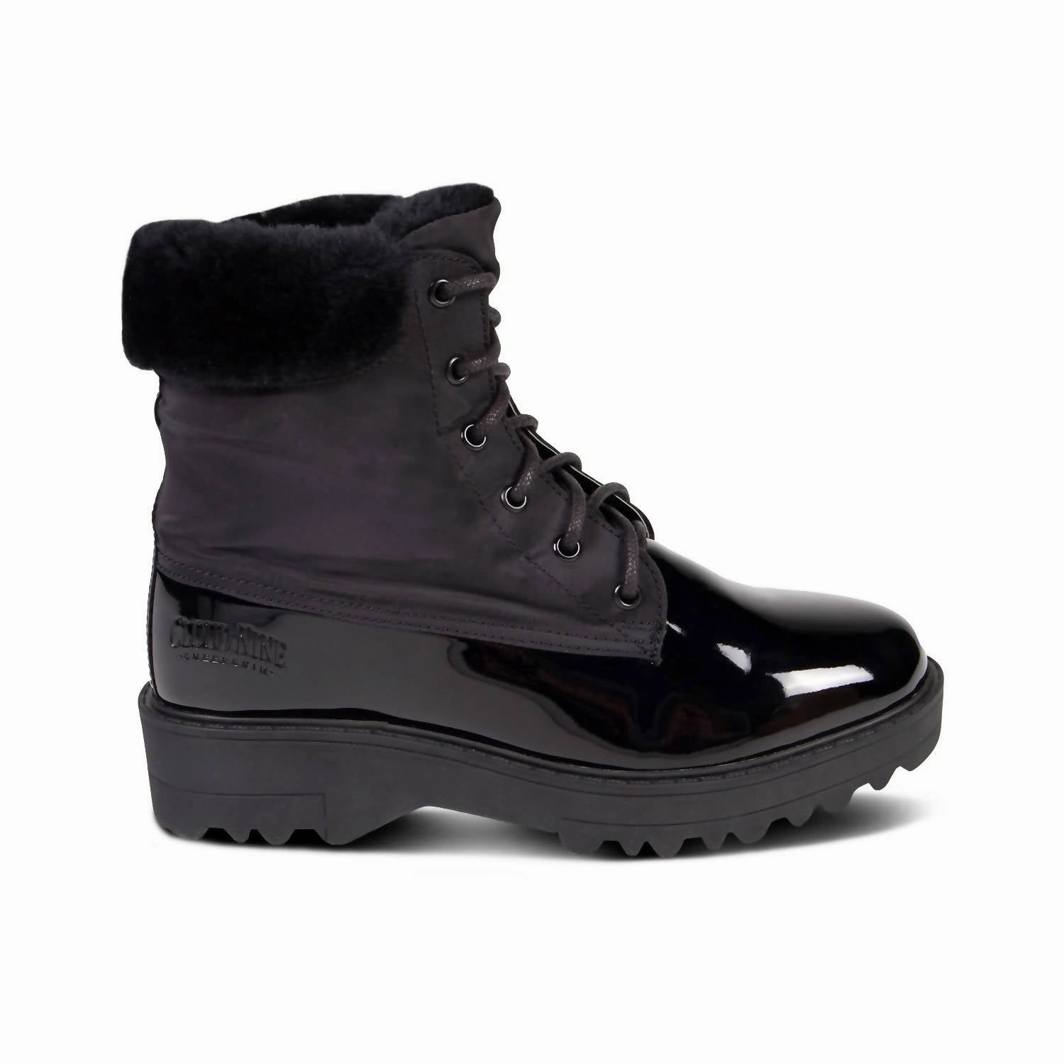 High Traction Urban Commute Wrinkle Resistant Ladies Brooke Boot With Sheepskin In Black