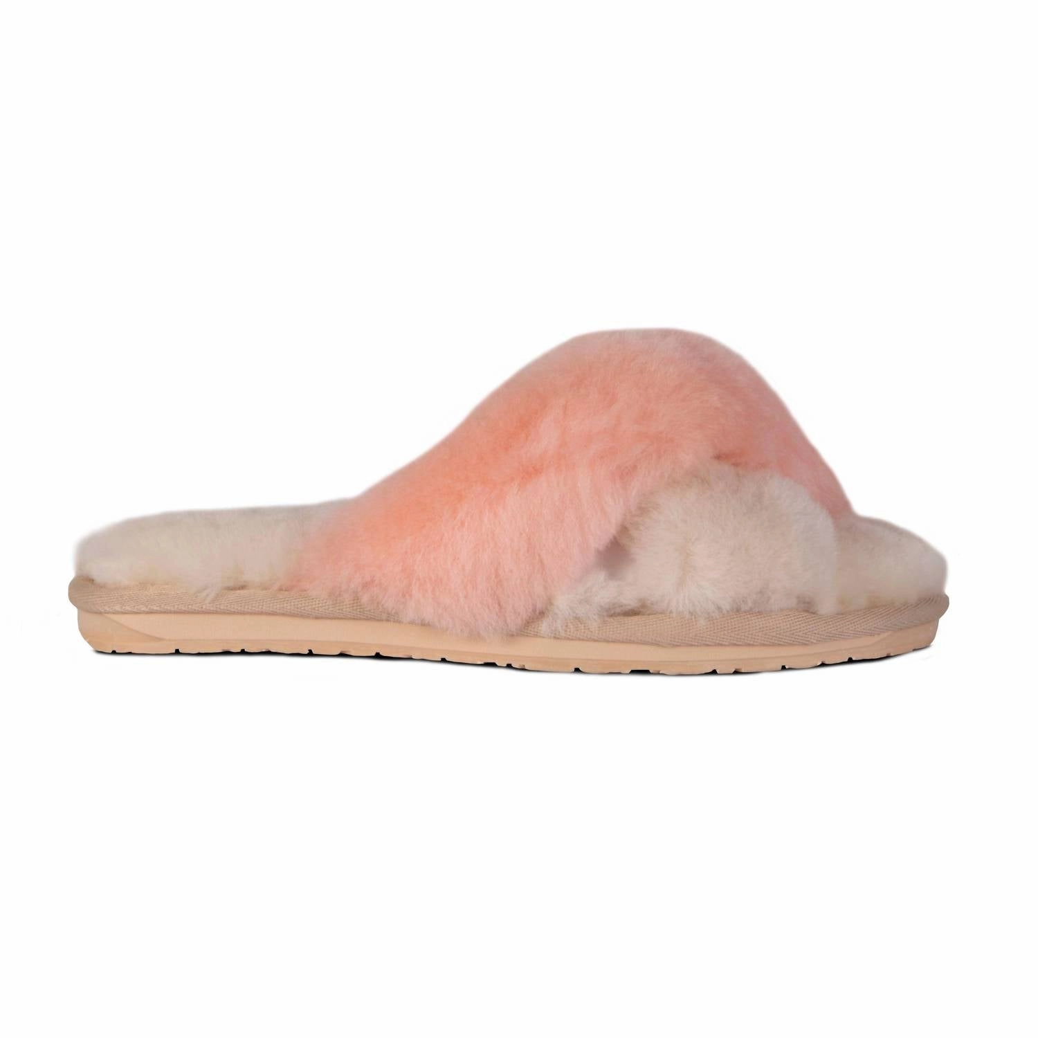 Ladies Duo-Tone Emma Sheepskin Slipper In Cream/peach Chill Travel Footwear Fashionable Look