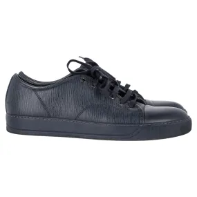 High Comfort Lanvin Lace-Up Low-Top Sneakers in Navy Blue Leather