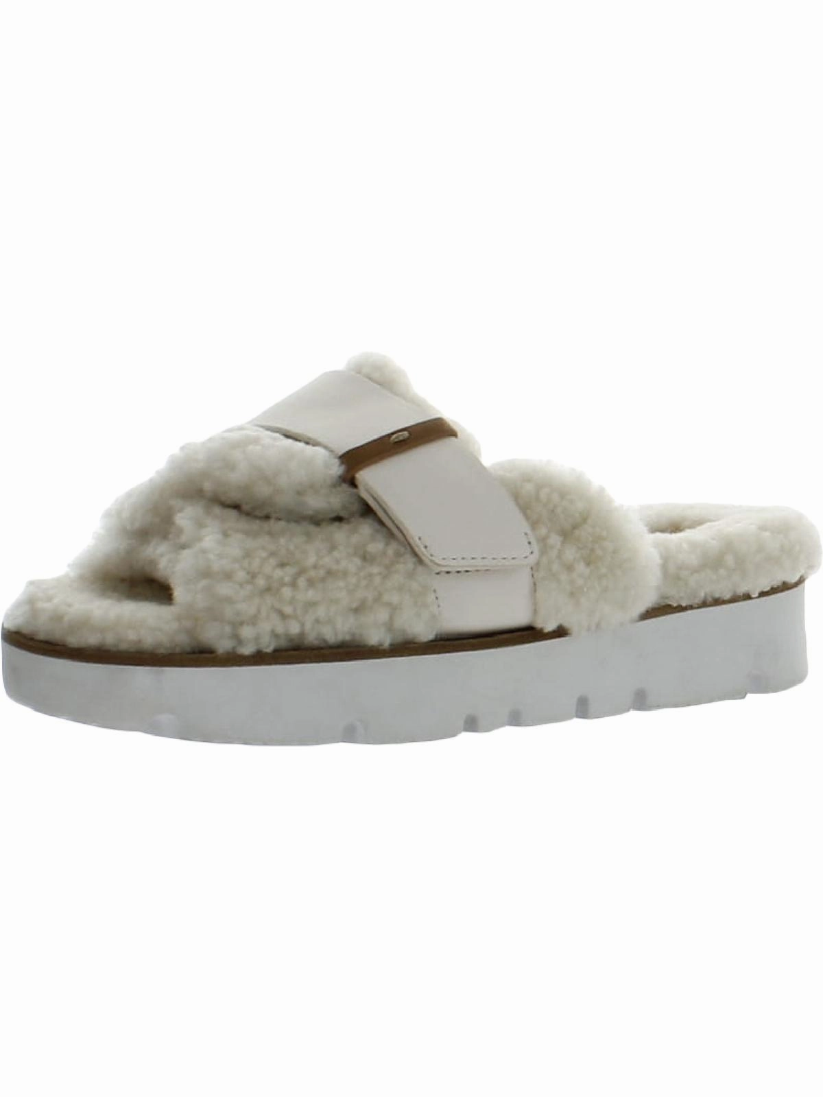 Lavern Womens Shearling Leather Slide Slippers Quick On Quick Slip Fit Shoes
