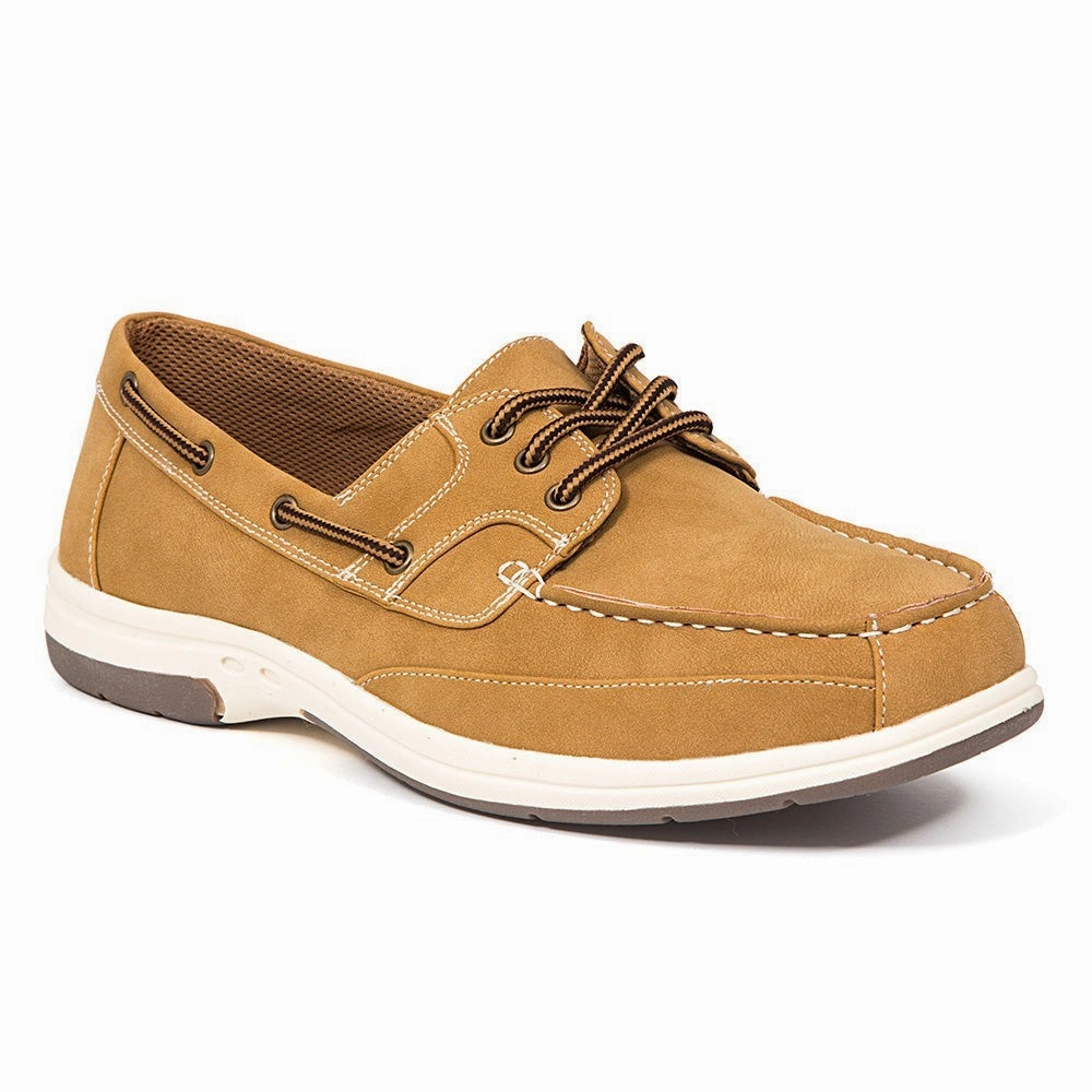 rocky terrain Deer Stags Mitch Men's  Light Tan Leather Moc Toe Casual Boat Shoes JOBB1277