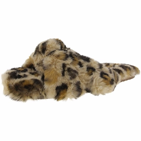 Soft Relaxation Indoor Comfort Twist Womens Animal Print Faux Fur Slide Slippers