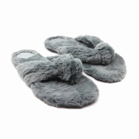 Comfort Slip Quick Dry Fabric Faux Fur Flip Flop In Mink