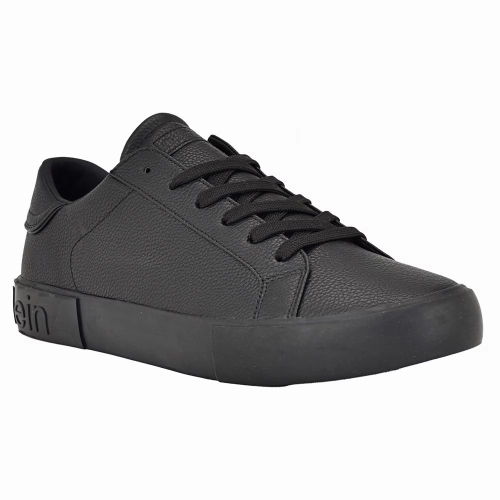 molded insole shoes Athletic Performance Calvin Klein Reon Sneaker Men's   Black Faux Leather Casual Shoes RHS4750