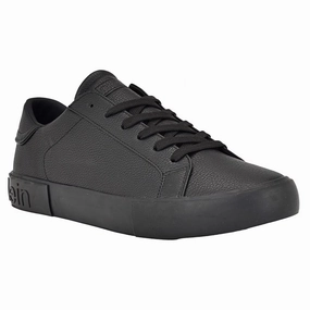 molded insole shoes Athletic Performance Calvin Klein Reon Sneaker Men's   Black Faux Leather Casual Shoes RHS4750