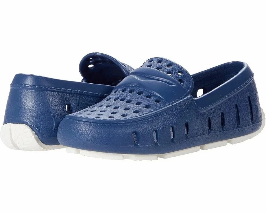 Minimal Detail Slide On Floafers Prodigy Driver Loafers Kids Navy Perforated Casual Shoes SGN1609