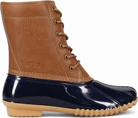 Women's Rain Mid Calf Boot In Navy/tan Easy Care Rough Ground