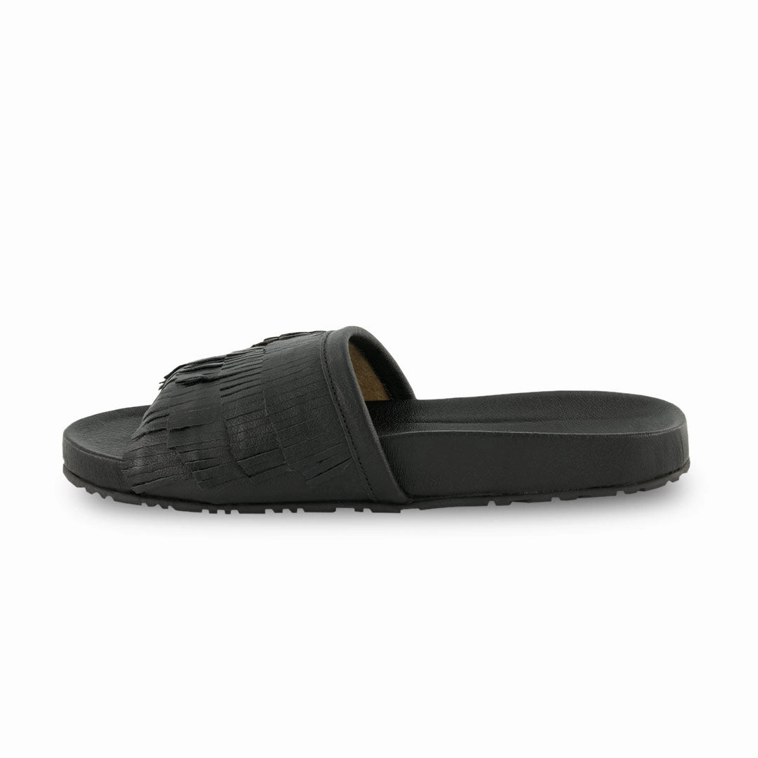 Manitobah - Women's Wasaga Fringed Slides (4061206) Outing Fit Fresh Look