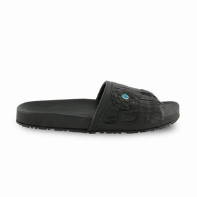 Manitobah - Women's Wasaga Fringed Slides (4061206) Minimal Cool Comfortable For Walking