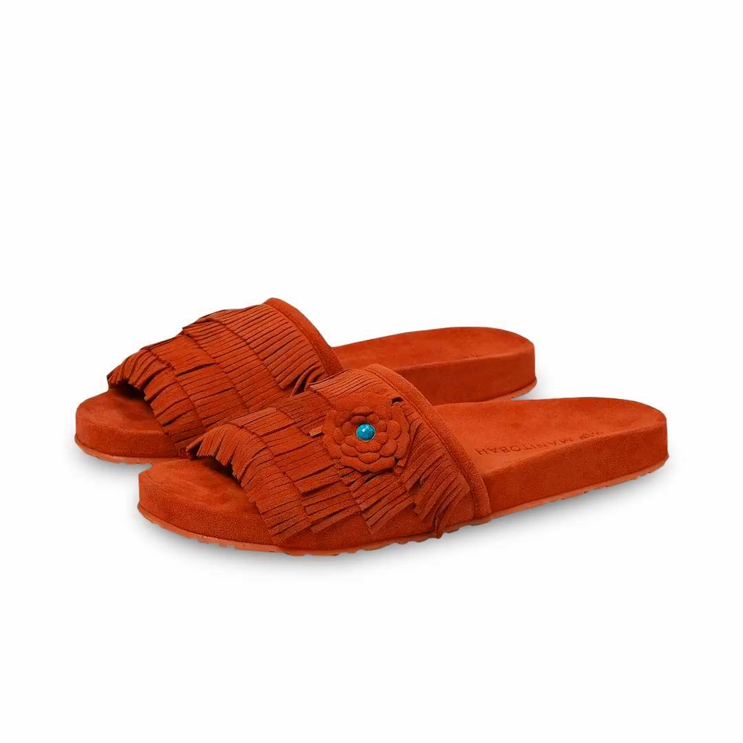 Manitobah - Women's Wasaga Fringed Slides (4061252) Calm Mood Minimal Wear