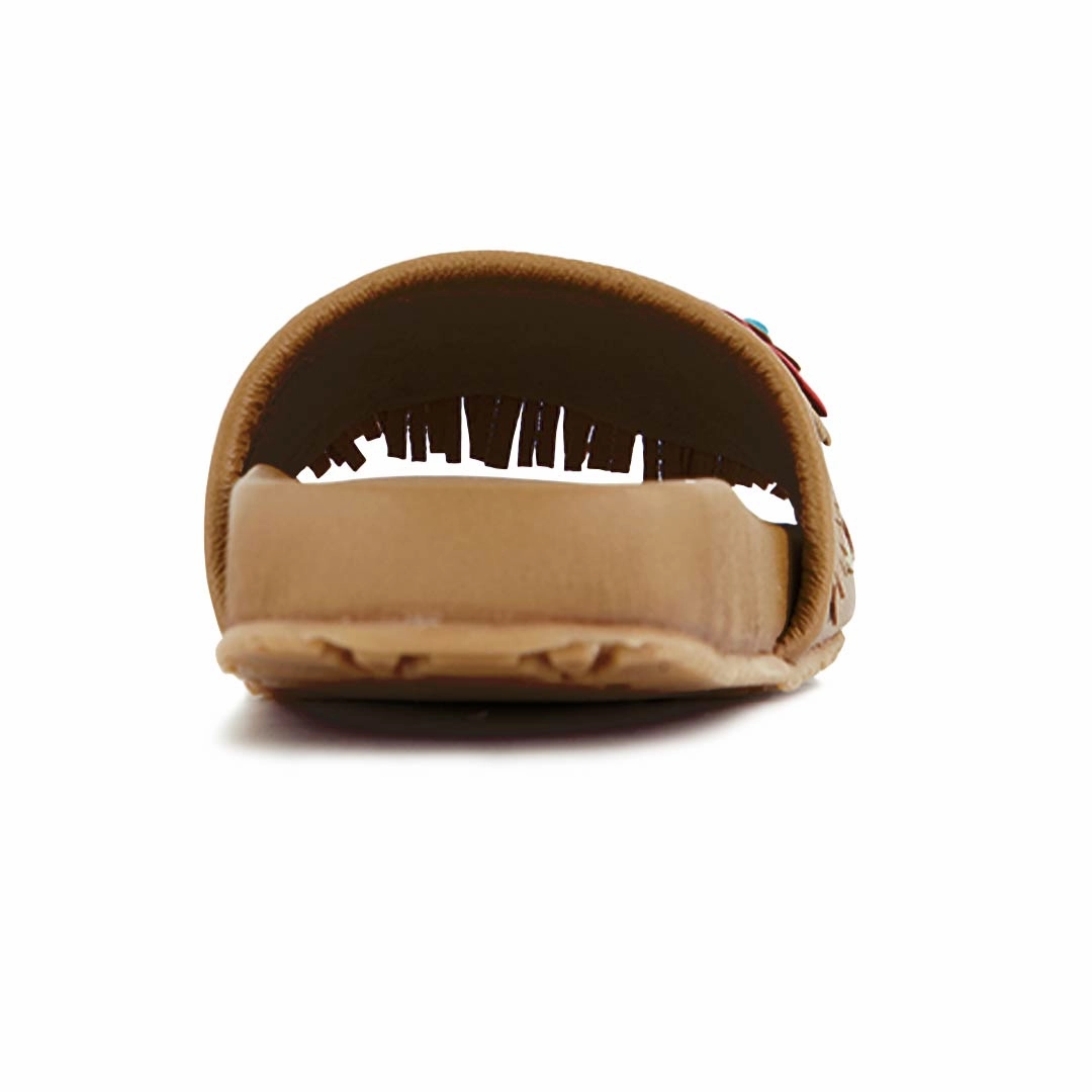 Manitobah - Women's Wasaga Fringed Slides (4061284) Open Form Chain Touch