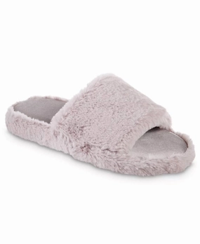 Women's Faux Fur And Satin Tabby Slipper In Thistle Quick Beach Wear Innovative Features
