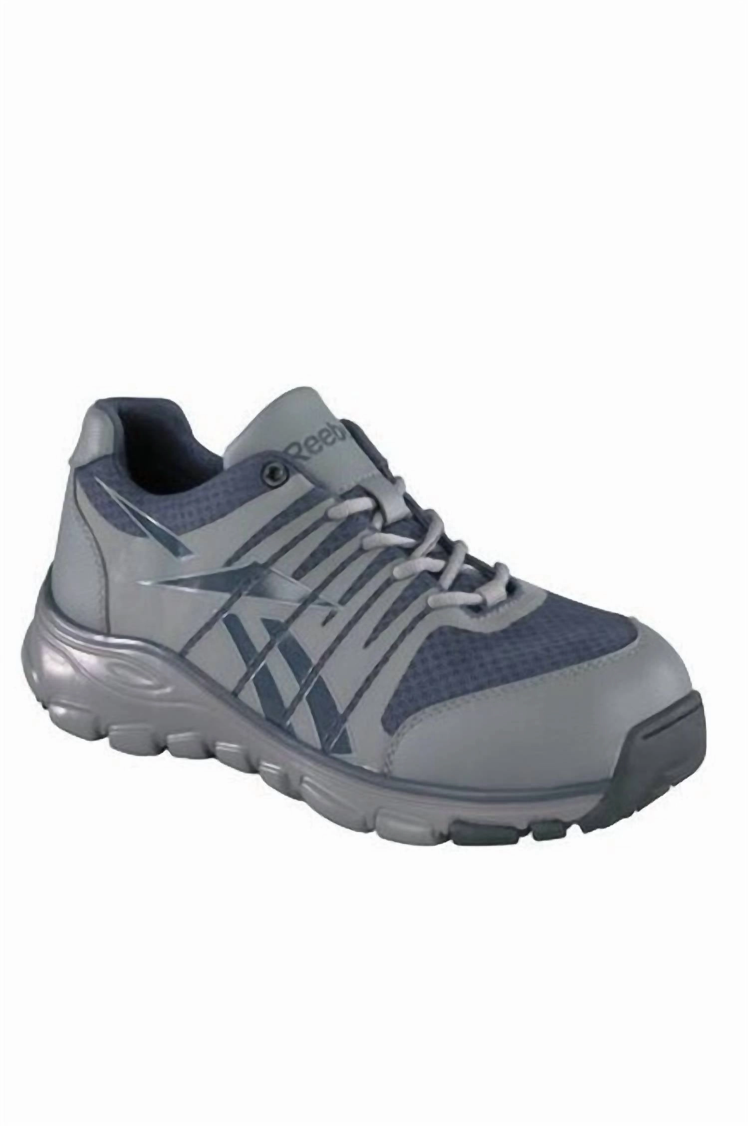Men's Arion Composite Toe Athletic Work Shoe - Wide Width In Blue/grey geometric - pattern shoes Comfort Fit Socks