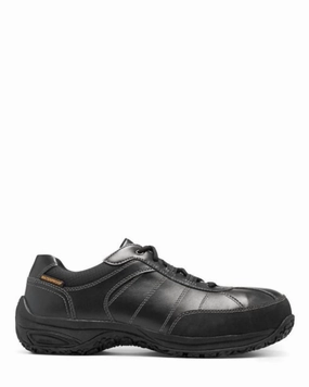Men's Lexington Steel Toe Work Shoes In Black running with a molded insole energy - returning shoes