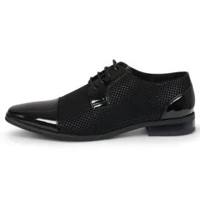 Men's Black Leather Oxford Formal Derby Shoes Stylish Slip On