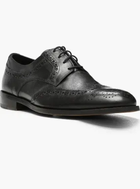 Men's Damien Leather Wingtip Derby In Black Chic Fit Shoes
