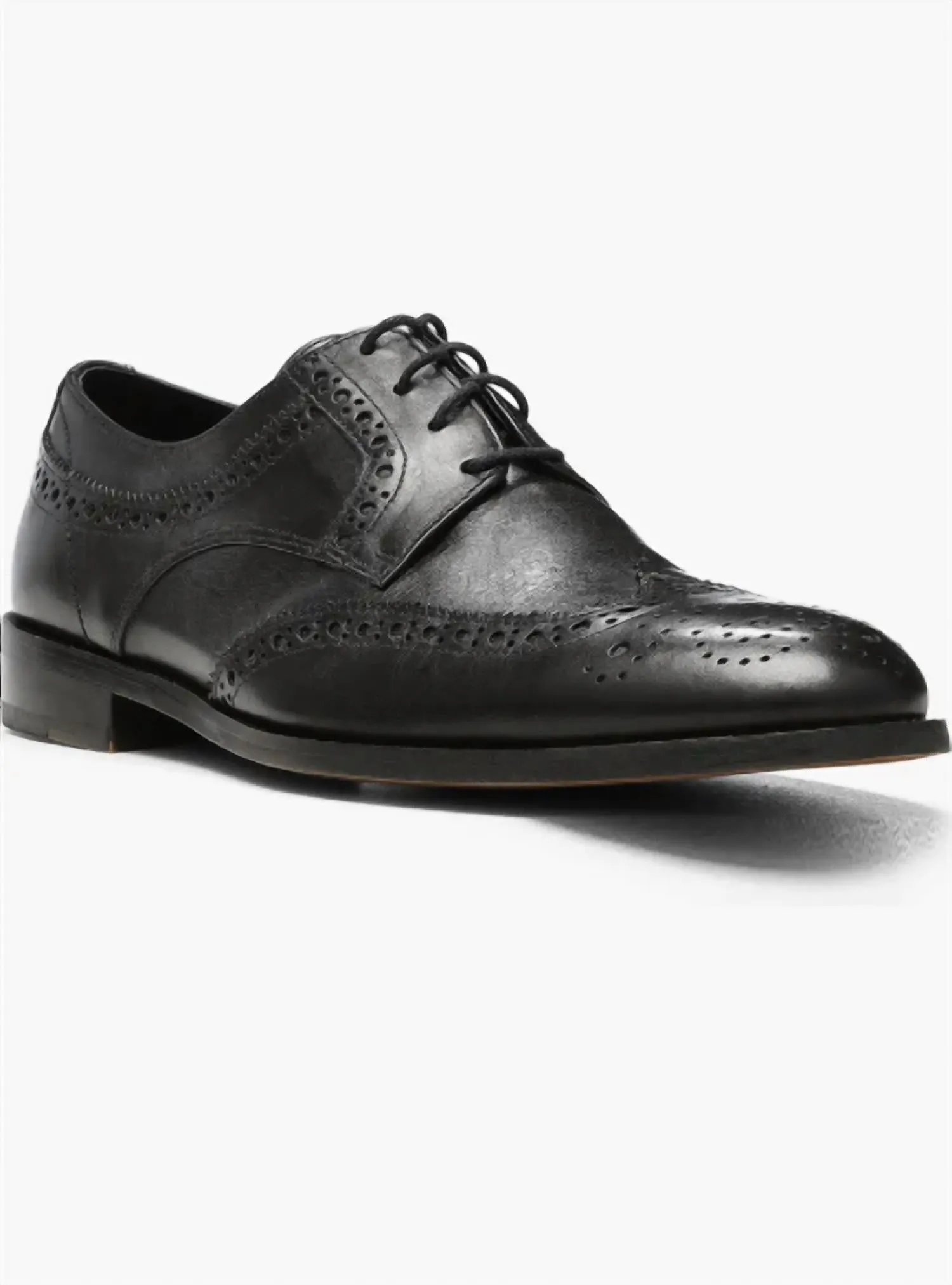 Men's Damien Leather Wingtip Derby In Black Chic Fit Shoes