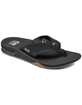 Men's Fanning Flip-Flops With Built-In Bottle Opener In Black/silver Classic Line Flex form