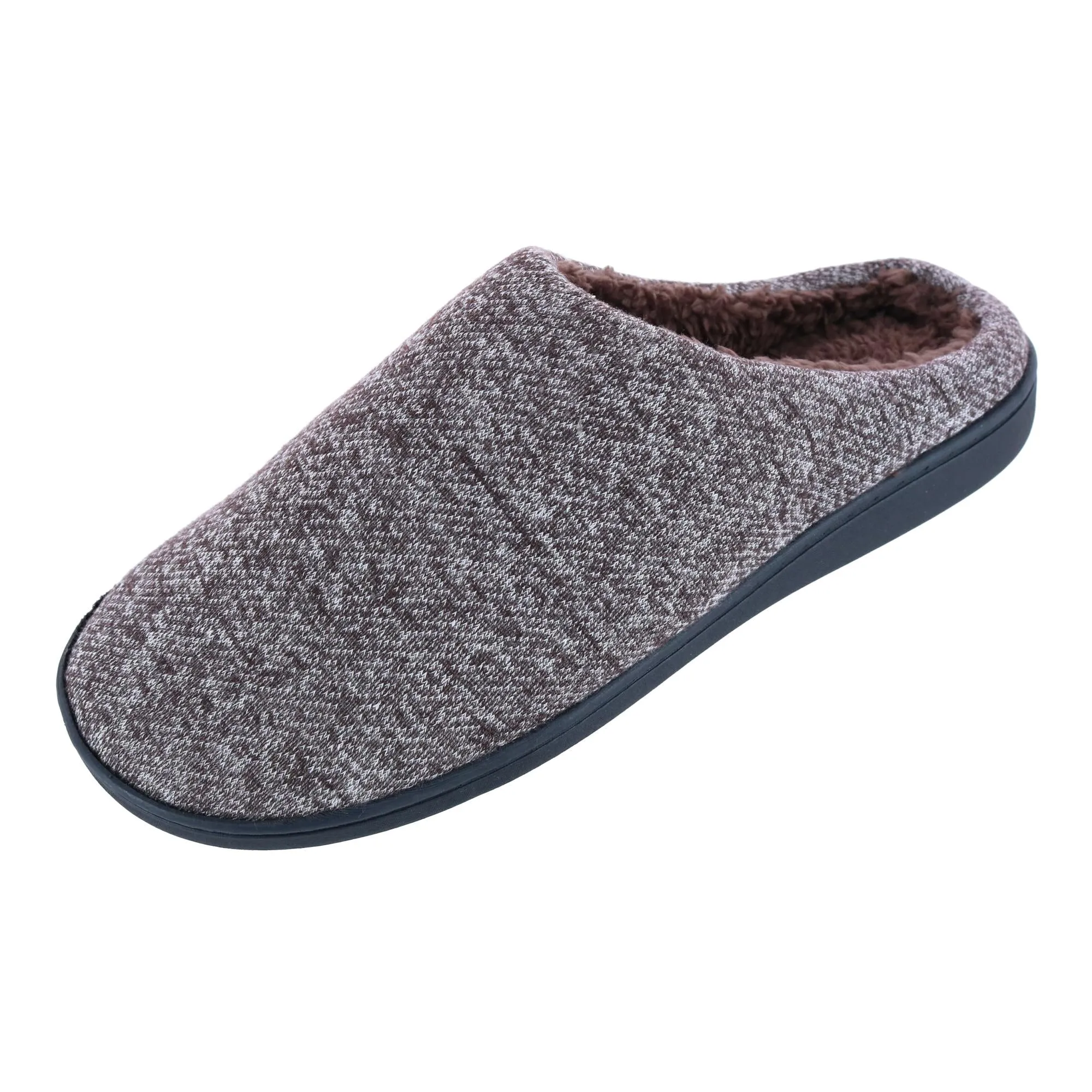 Non Slip Padding Around Ankle Men's Heathered Knit Hoodback Slipper