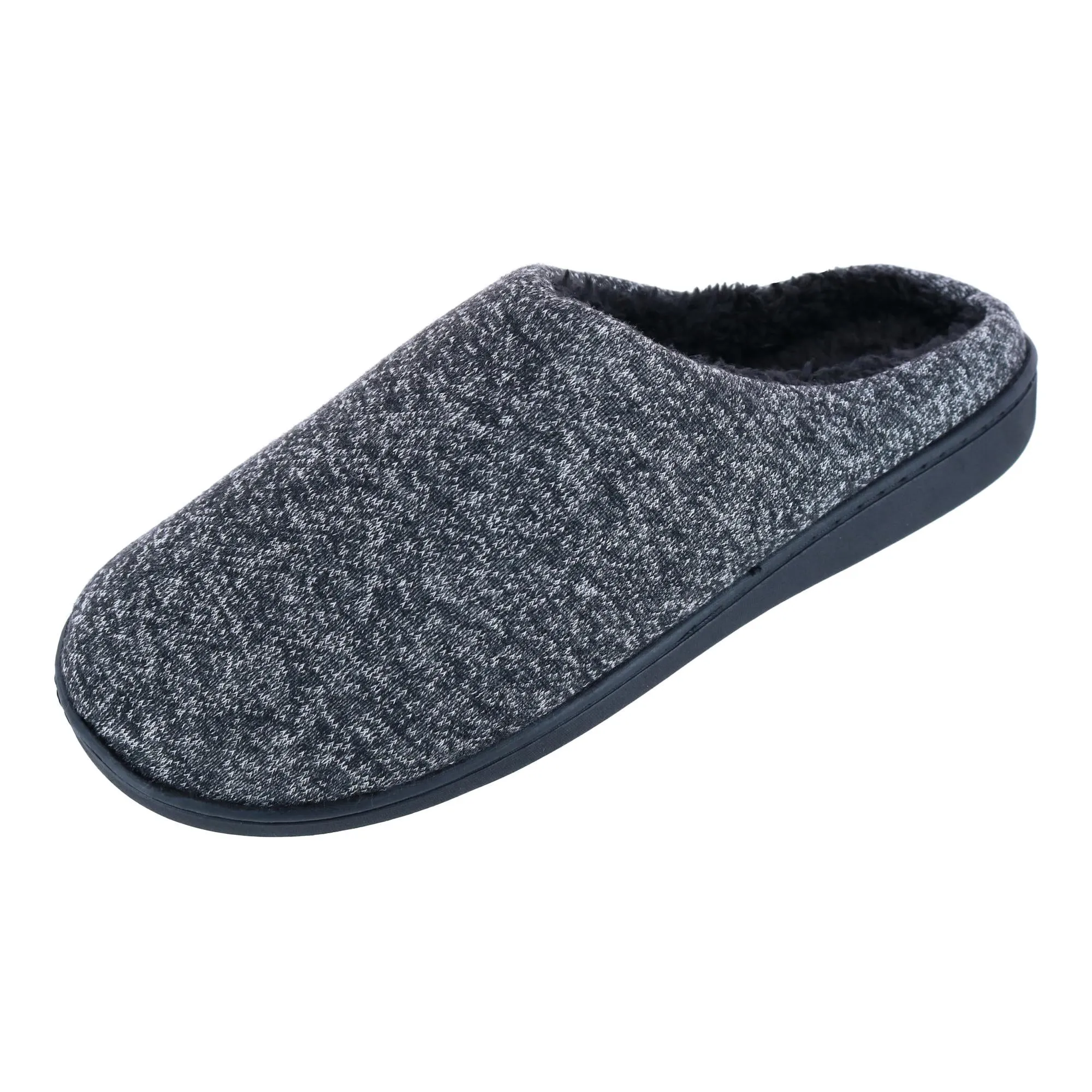 No Pressure Soft Cushioning Men's Heathered Knit Hoodback Slipper