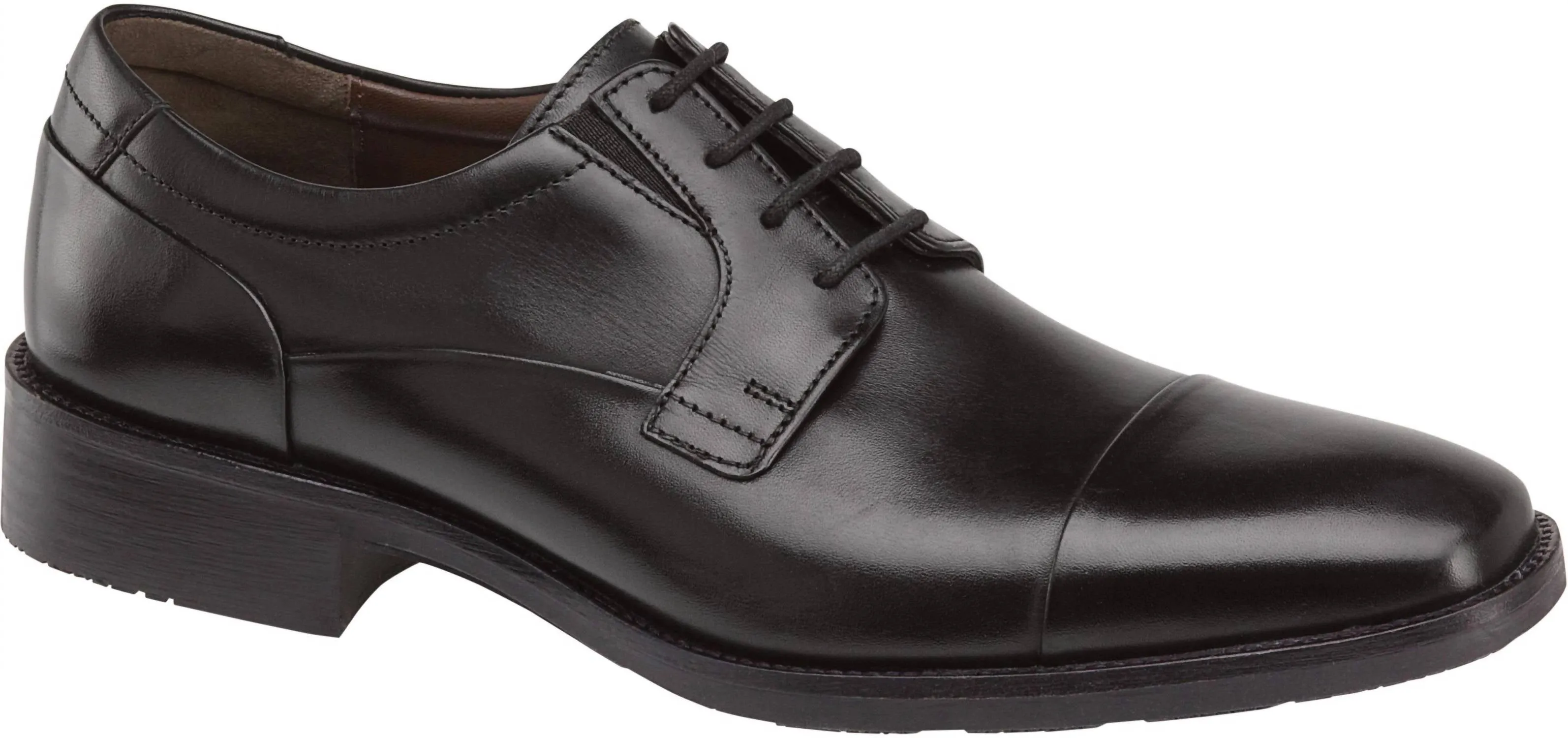 Men's Lancaster Cap Toe Shoes In Black Cushioned Support Active Worker Quick Slip On Style