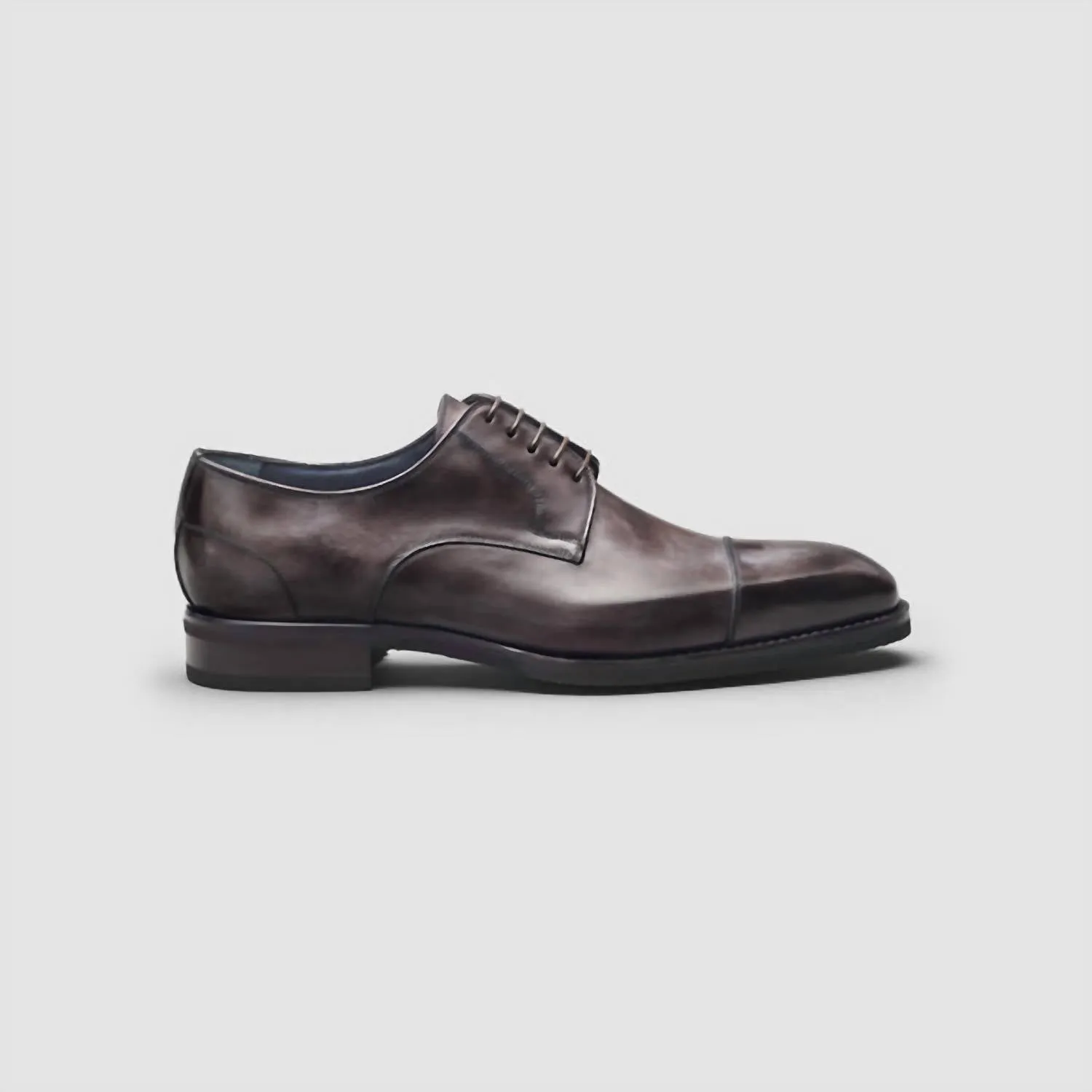 Men's Pesaro Fumo Captoe Oxford Shoes In Deep Grey Luxury Brand Oxfords Sharp Details