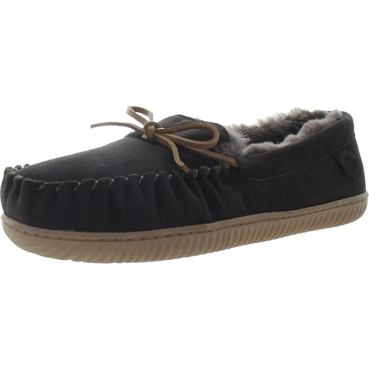 Outdoor Sandals Mens Textured Suede Moccasin Slippers