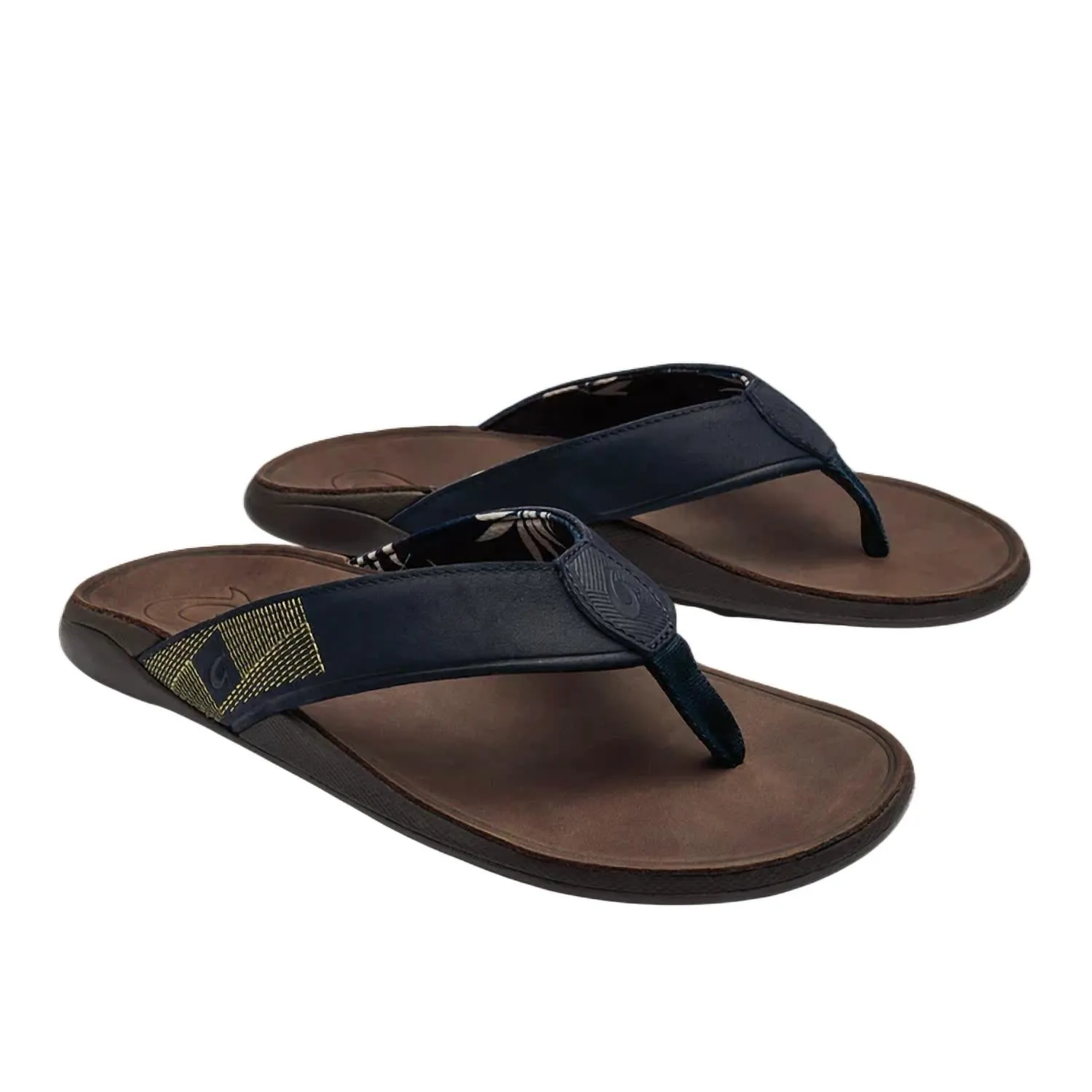 Men's Tuahine Sandal In Trench Blue Dark Wood Soft Touch Thong Style