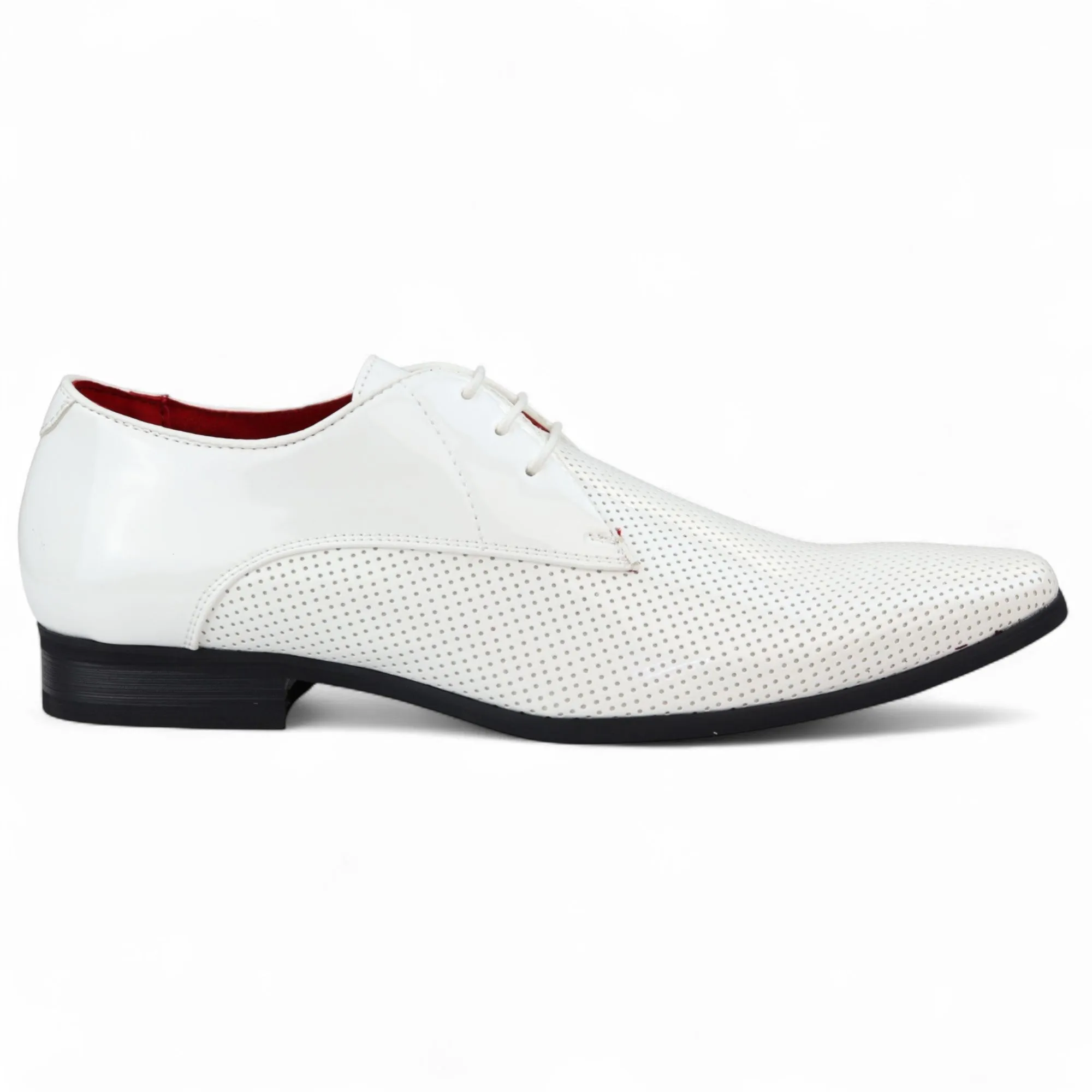 Modern Style Men??s White Pointed Toe Formal Lace Up Perforated Shoes