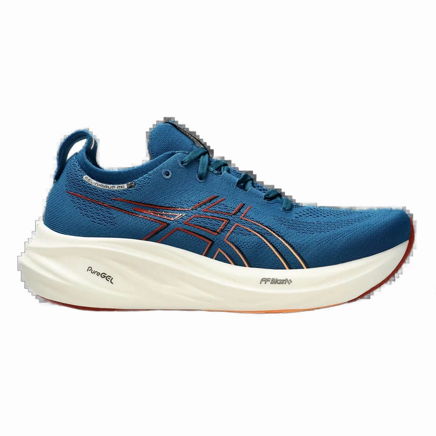 youth sports shoes Mens Gel Nimbus 26 Shoes In Rich Navy/faded Orange