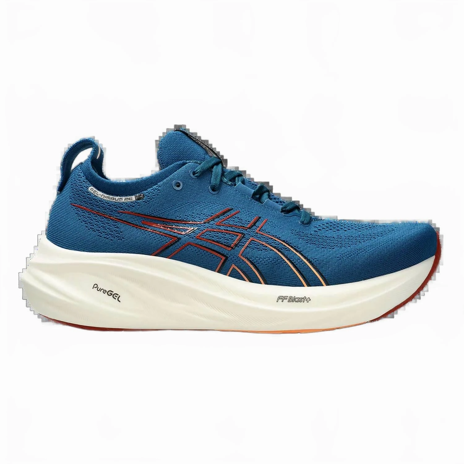Mens Gel Nimbus 26 Shoes In Rich Navy/faded Orange performance - enhancing stable - sole - feature shoes