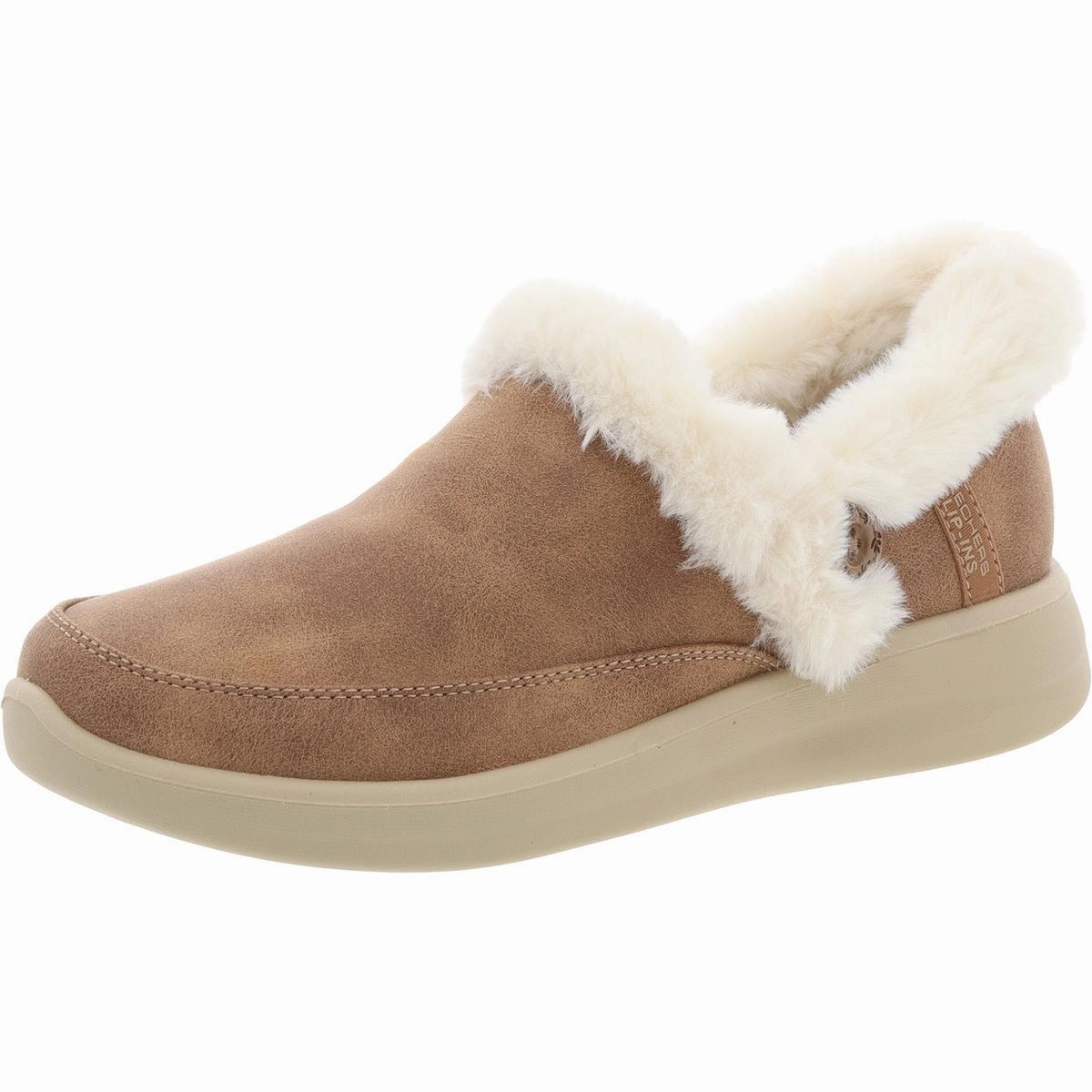 Minimalist COZY ESCAPE Womens Faux Fur Lined Faux Leather Loafer Slippers