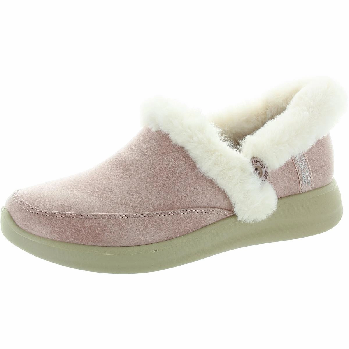 COZY ESCAPE Womens Faux Fur Lined Faux Leather Loafer Slippers Lightweight Structure Stretchable Material