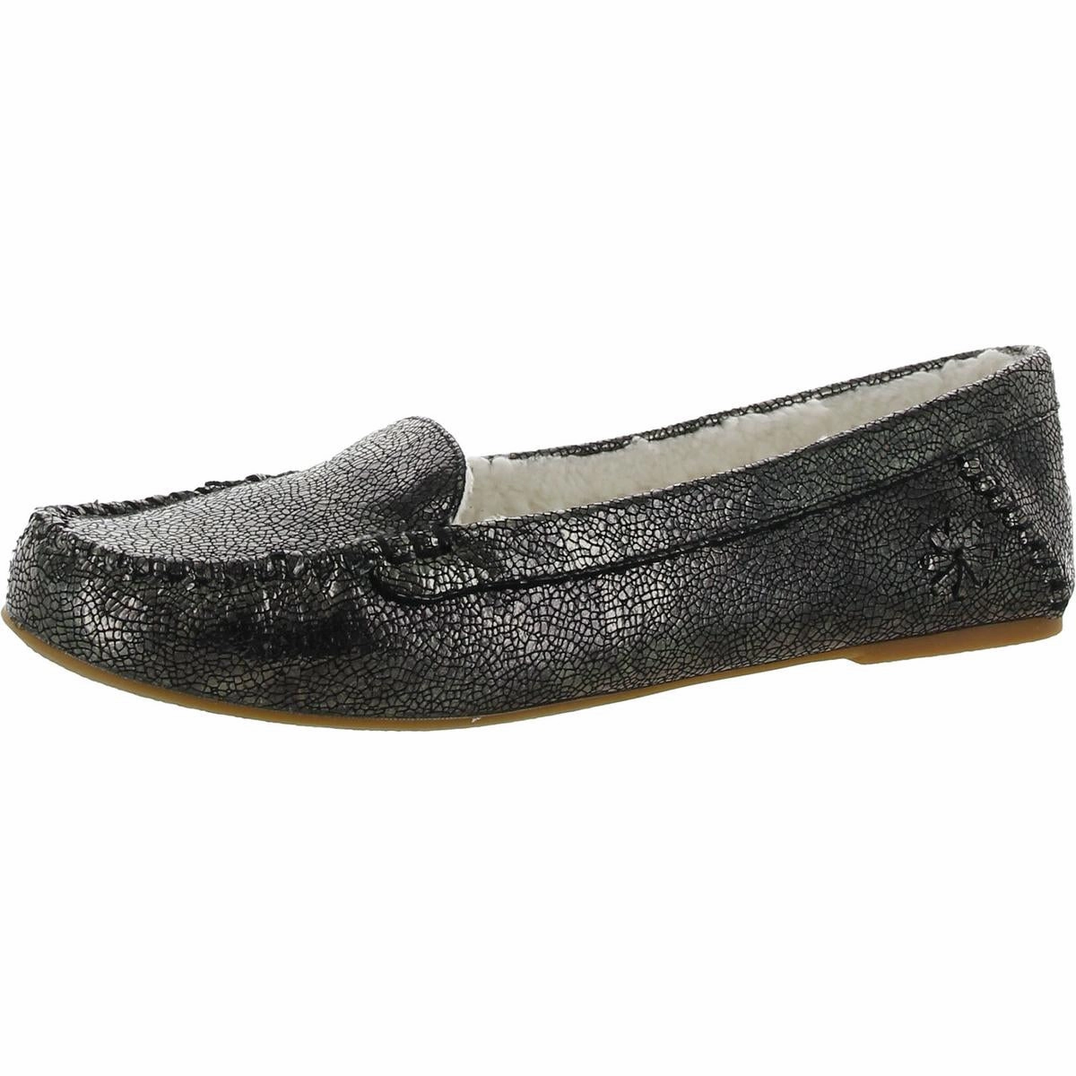 Quick Slip-On Millie Womens Leather Sherpa Lined Moccasin Slippers
