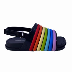 Air Circulation Mini Melissa Girls Black Colorful Sandals