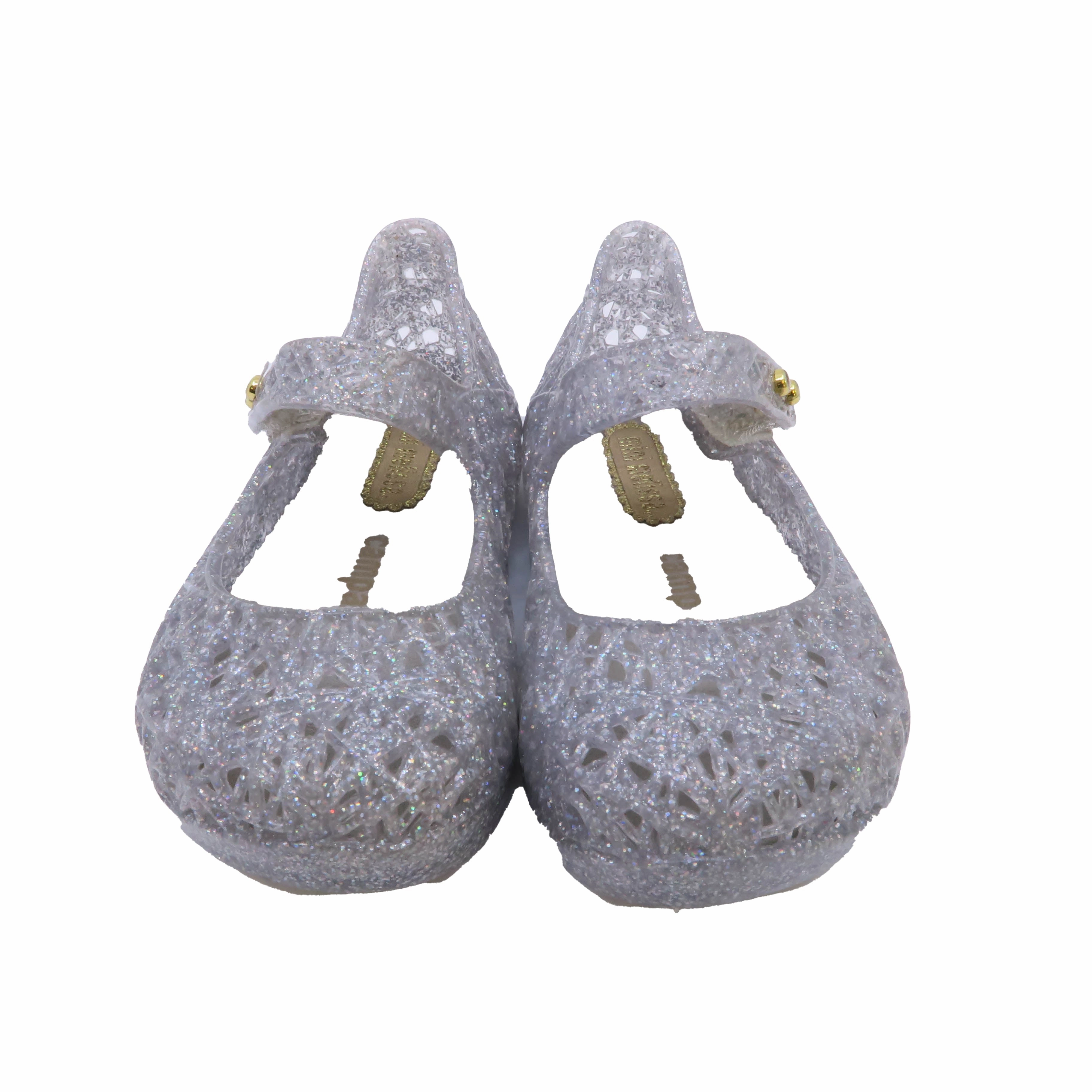 Train Step Flat Style Mini Melissa Girls Silver Shoes