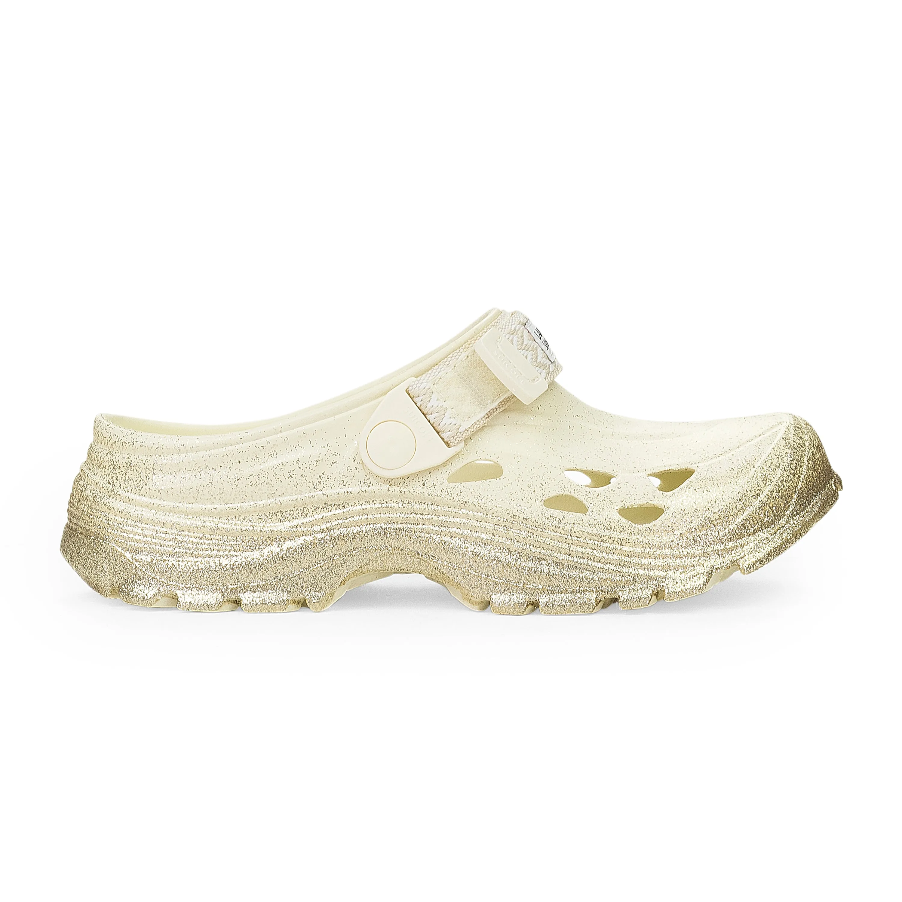 Stylish GOLD/BEIGE MOK LACETS CURB SUICOKE SLIDES