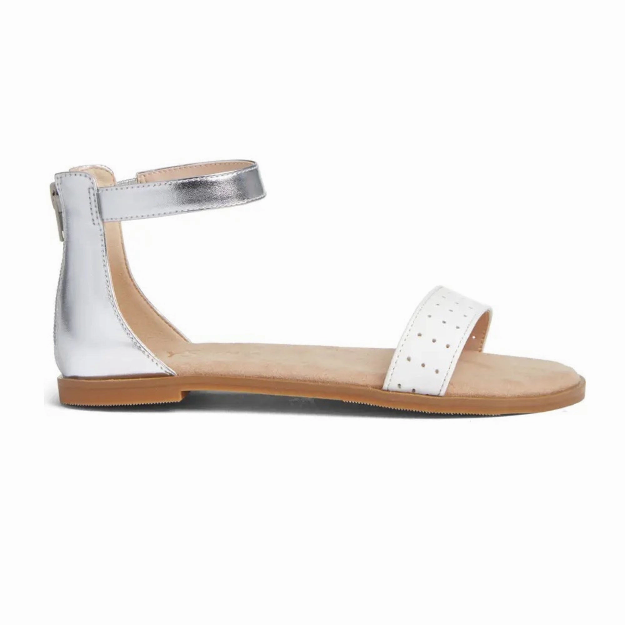 Seamless Look Miss Cambelle Sandal in White & Silver - Kids