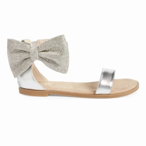 Miss Cambelle Crystal Bow Sandal in Silver - Kids Ergonomic Build