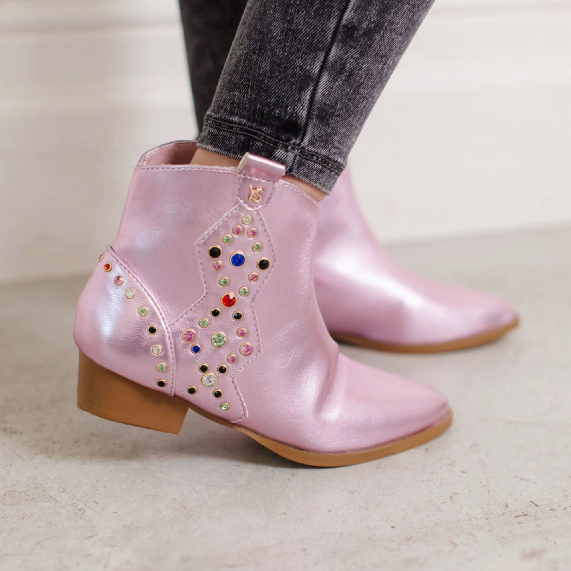 Miss Dallas Gem Western Boot in Pink - Kids Closed Toe Eco Material Cold Weather Commuter