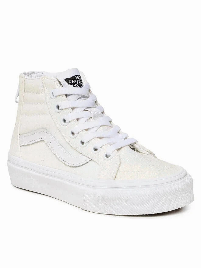 Kinetic Stability Vans Sk8-Hi Zip VN0005VSWHT Little Kid Girls Glitter White Lifestyle Shoes ZPO17