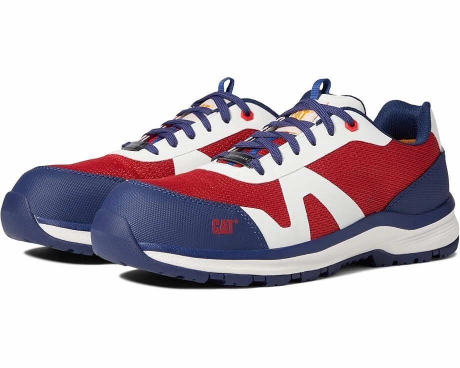 Versatile use running in a mud pot area shoes Caterpillar Passage Men's US 9 Red Blue Composite Safety Toe Work Shoes ZPO3146