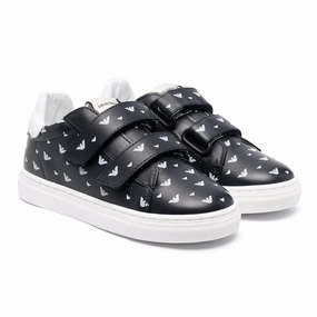 Natural Fit Dynamic Fit Navy Logo Print Strap Sneakers