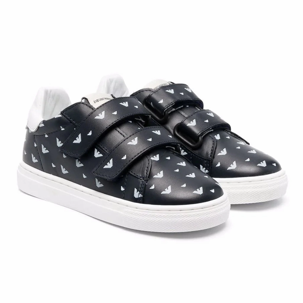 Natural Fit Dynamic Fit Navy Logo Print Strap Sneakers