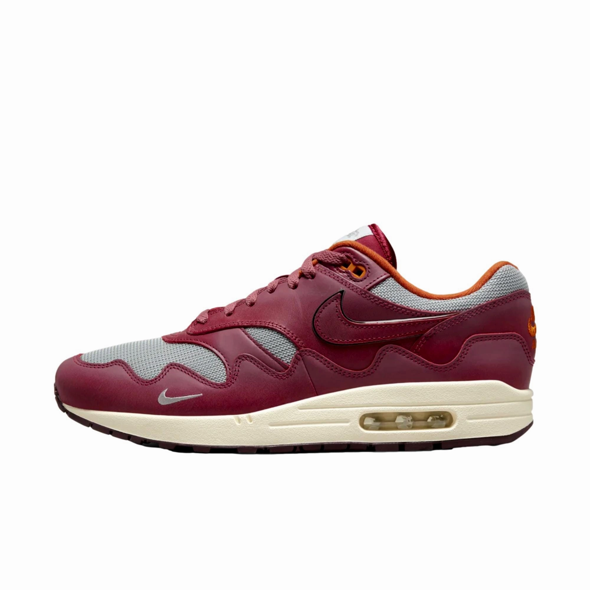 Nike Air Max 1 / P Metallic Silver/Rush Maroon  DO9549-001 Men's competitions leather upper shoes