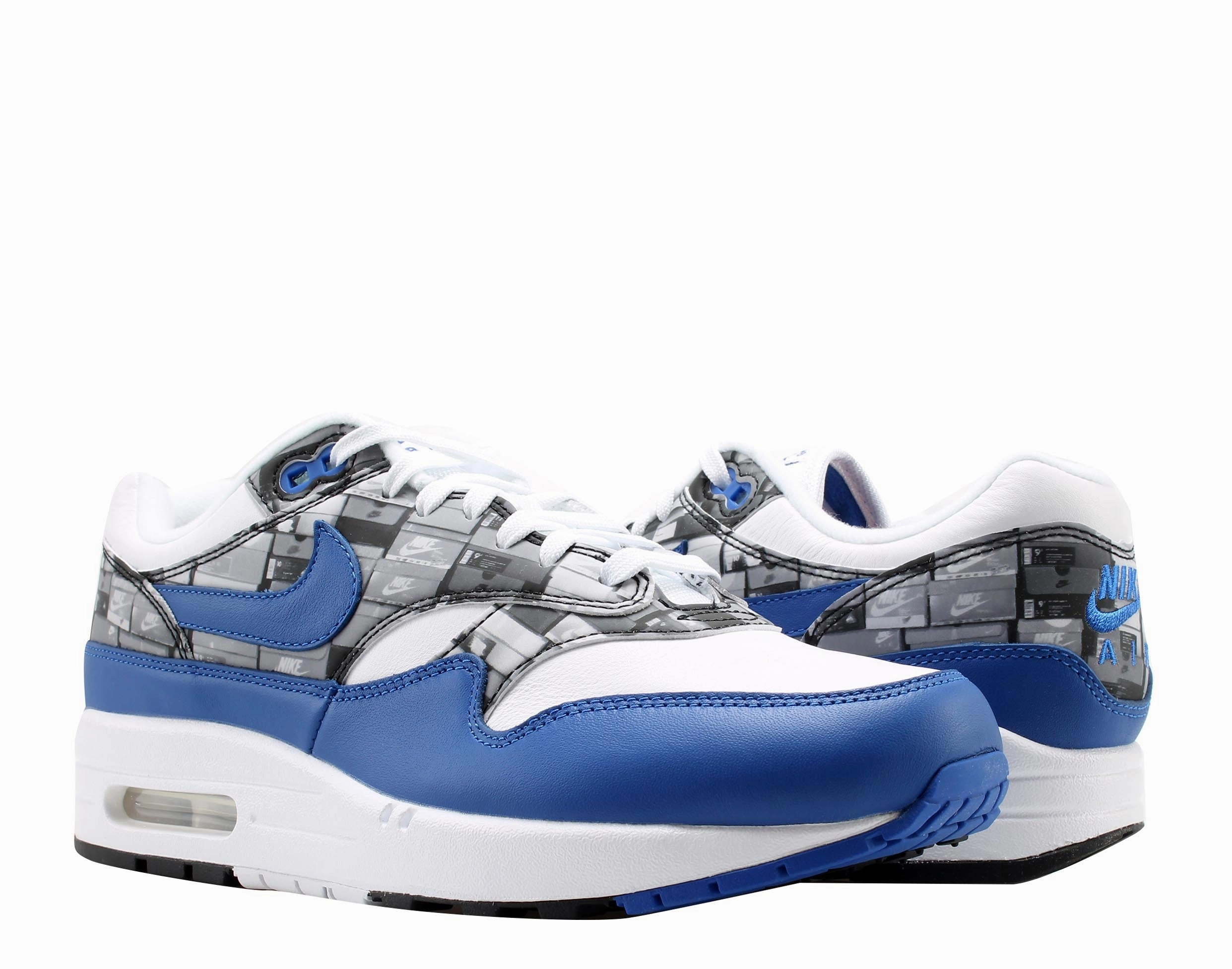 Nike Air Max 1 Print White/Game Royal/Grey Men's Running Shoes AQ0927-100 slip - on - design shoes Puma Ignite