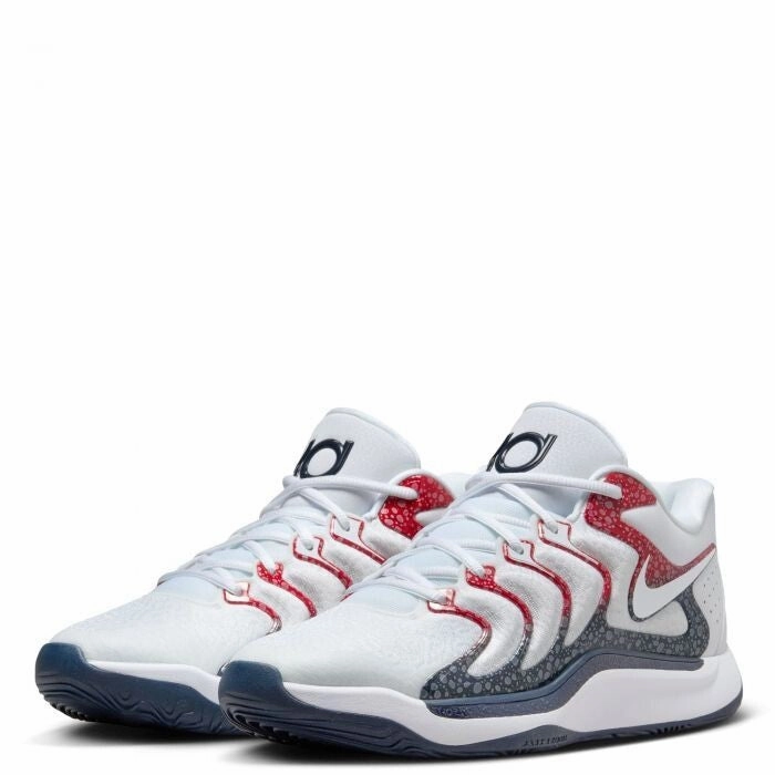 Nike KD 17 USA FJ9487-101 Sneaker Men White Obsidian Red Basketball Shoes FD1111 (White,10.5) running in a snow - covered area shoes